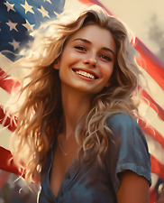 8x10 Patriotic Art Portrait American Glamour Girl Photograph Artwork Picture USA picture