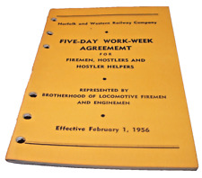 FEBRUARY 1956 NORFOLK & WESTERN 5 DAY WORK WEEK EMPLOYEE AGREEMENT FOR FIREMEN picture