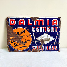 1940s Vintage Dalmia Cement Sold Here Enamel Sign Board Rare Collectible EB134 picture