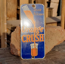 Vintage Old Antique Rare Drink Orange Crush Embossed Porcelain Enamel Sign Board picture