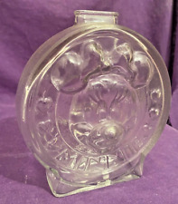Vintage Disney Anchor Hocking Mickey and Minnie Mouse Round Clear Glass Bank picture