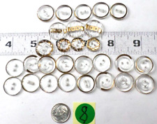 28 Vintage Clear w/ Gold Rim Czech Round Buttons 14mm (9/16