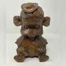 Vintage Hand Carved Wood Bear Figure With Hat picture