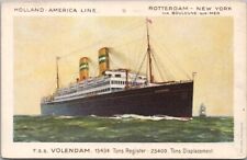c1910s HOLLAND AMERICA LINE Ship Postcard T.S.S. VOLLENDAM Rotterdam - New York picture
