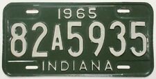 Indiana 1965 License Plate 82A5935 Vanderburgh County YOM in Very Good Condition picture