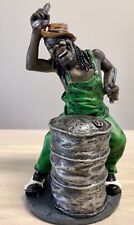Vintage Reggae Steel Pan Drummer Hand Sculpted Clay Statue Signed picture