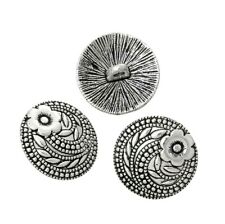7 Tibetan Silver Flower Detailed Design Metal 17mm Round Shank Sewing Buttons picture