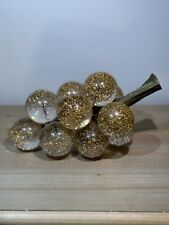 Vintage Mid Century MCM LUCITE Grapes Cluster W Driftwood CLEAR GOLD GLITTER picture