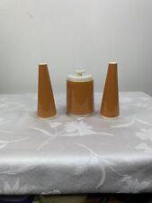 MCM Orange Harvest Gold Tapered Salt and Pepper Shakers, Covered Dish picture