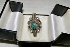 VINTAGE NATIVE AMERICAN NAVAJO LARGE TURQUOISE+STERLING SILVER RING-SIZE: 7  1/4 picture