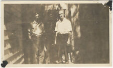 Three Young Men in Sun & Shadow Dramatic Light Effect Vintage Photo Snapshot picture