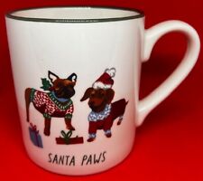 Threshold Santa Paws Puppy Dog Frenchie Dachshund Christmas Hot Cocoa Coffee Mug picture