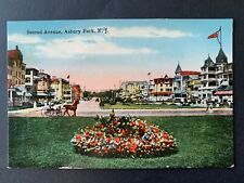 Postcard Asbury Park NJ - Second Avenue Street Scene Horse Carriage picture
