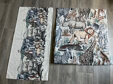 Vtg Jungle Animal KING FLAT Sheet  & Pillowcase Determined Production 1991 picture