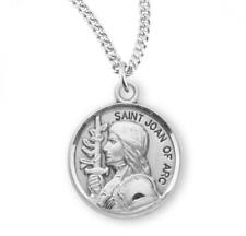 Catholic Patron Saint Joan of Arc Round Sterling Silver Medal Size 0.9in x 0.7in picture