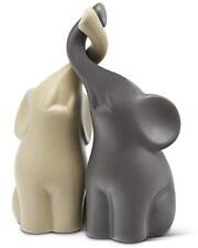 Vaudagio Loving Pair of Elephants in Beige & Grey - Modern Ceramic Sculpture -  picture