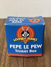 Vintage 1998 Looney Tunes Porcelain Hinged Pepe Le Pew Trinket Box w/OriginalBox picture
