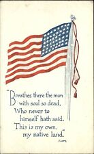 Sir Walter Scott poem patriotic American flag WWI era unused vintage postcard picture