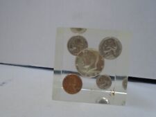 Paperweight Lucite Acrylic Suspended US coins 1960s picture