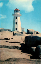 Postcard Nova Scotia Peggy's Cove Lighthouse Vintage Unposted picture