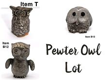 Owl Figurines - Pewter Owls - Miniature Owls - Hudson WF Pewter - Vintage Pewter picture