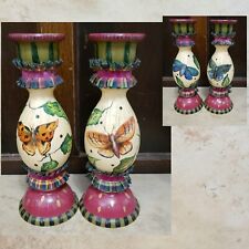 *2~TRACY PORTER STONEHOUSE FARM GOODS~Hand Painted,Wood,/Signed '93~Candlesticks picture