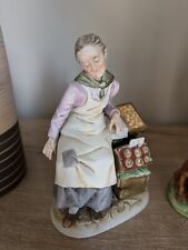 Vintage 8” BRUNO MERLI CAPODIMONTE Porcelain Figurine Woman Market Fruit picture