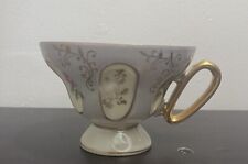 Vintage Made In Japan Floral Iridescent Luster Tea Cup With Roses Gold Trim picture