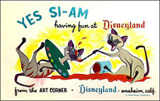 Disneyland YES SI-AM Siamese Cat Vintage Postcard REPRODUCTION Art BRAND NEW picture