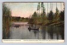 Manchester NH-New Hampshire, Canoeing Around The Island, Vintage Postcard picture