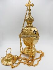 Church Christian Brass Gilded Brass Orthodox Incense 10.62