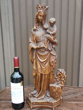 Antique XL ceramic Belgian Our lady of Flanders madonna statue with lion picture