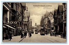 c1940's Business District, Trolley Car, Eastgate St. Chester England Postcard picture