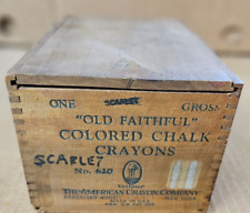 Rare Antique Box American Crayon Company Old Faithful Colored Chaulk Crayons picture