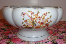 Vintage Pedestal Ceramic China Planter Bowl with Bird/Flower Design picture