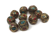 10 Tibetan Beads Inlaid Brass Loose picture