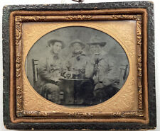 Original Ambrotype Photo 3 Characterful Men Seated At Pub Table c 1850’s picture