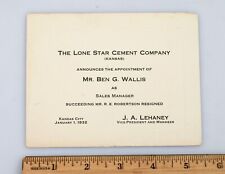Vintage 1934 Lone Star Cement Co. Promotion Announcement Card Kansas City picture