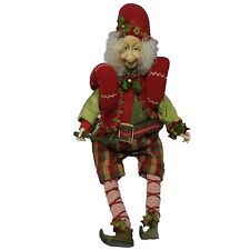 Vintage Poseable Christmas Forest Elf Sophisticated With Pipe Green Red Velvet picture