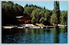 Postcard Vintage WA Stanwood Camp Killoqua Pilchuck Area Dock Chrome -9415 picture