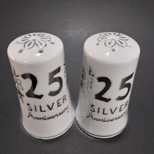Vitg 25th Silver Anniversary Salt & Pepper Shakers H-734 ?Norcrest With Plugs picture