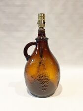 Embossed Grape wine 1 GALLON jug bottle Amber pressed Glass Table Lamp Vintage  picture