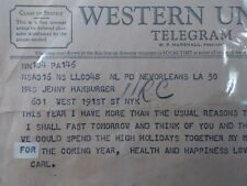 Telegraph New Orleans to NYC 1960 From Carl to Jenny Hamburger 601 West 191st St picture