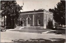 HAMPTON, Iowa Real Photo RPPC Postcard POST OFFICE Street View / c1940s Unused picture