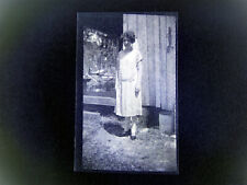1920s Young Woman Flapper Stockings Rural Porch Vintage Photo Negative 2.5 X 4.5 picture