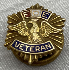 Fraternal Order Of Eagles Lapel Pin Veteran 10k Yellow Gold 1.0 Gram Vintage FOE picture