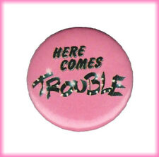 VTG ReTrO 80's HALLMARK CARDS PINK *HERE COMES TROUBLE* 1.5
