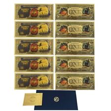 10pcs HALLOWEEN Party One Dollar Gold Foil Banknote Collectible Novelty picture