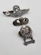 Lot Of 3 WW2 / Korean War Master Crew Wing/Parachutist/ Marksman Sterling Silver picture