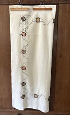 Vintage 70s Embroidered Cotton Tablecloth 50 X 62 picture